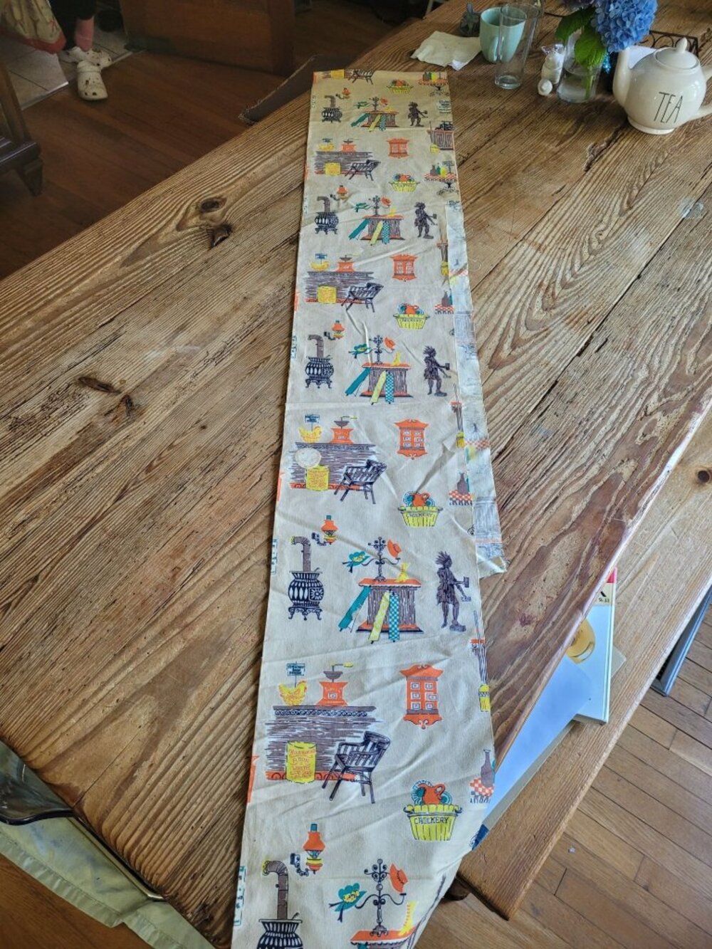 VTG 60's 70's Mid-Century Folk Art Fabric Panel 51"x11" MSM cabin Cottage - Picture 6 of 6